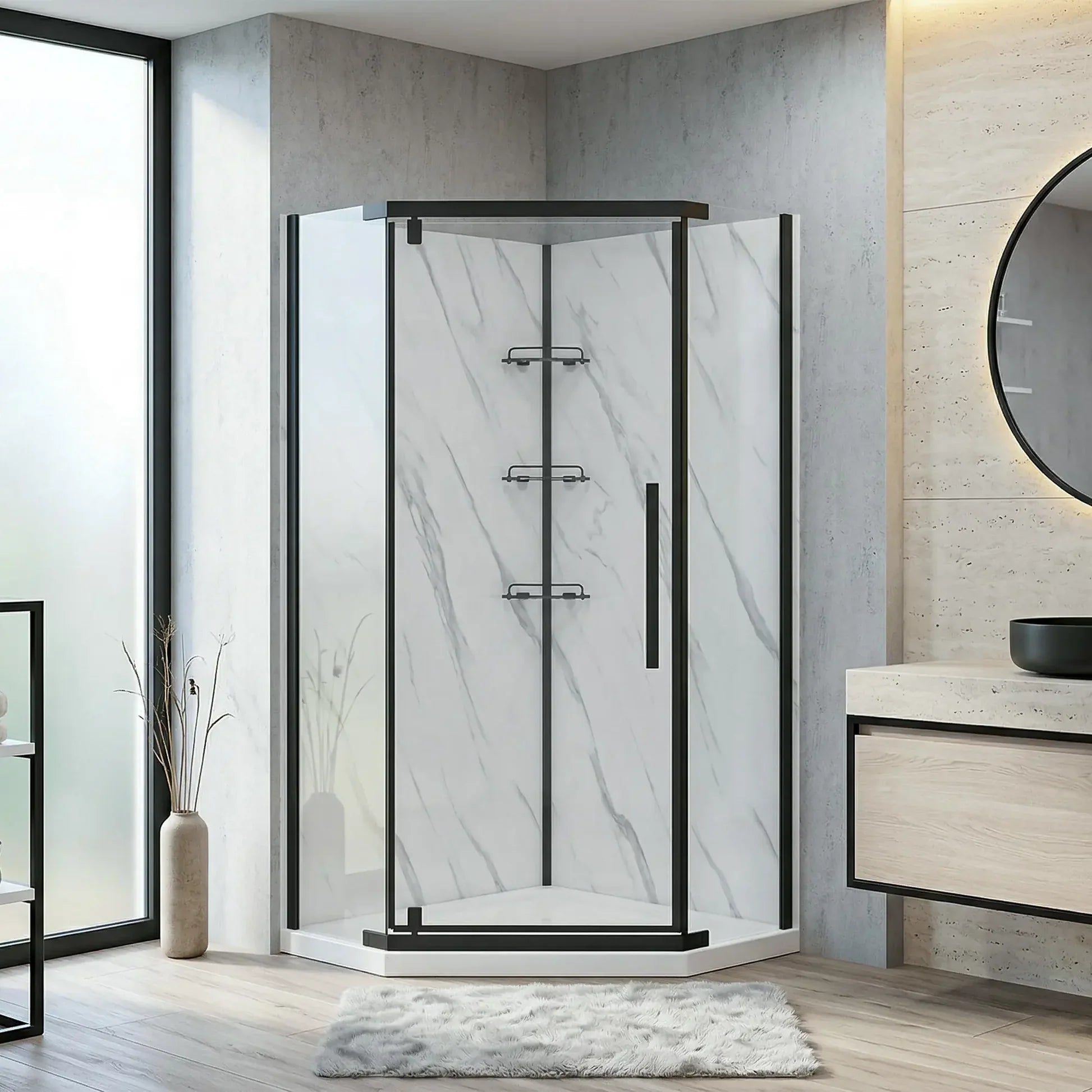 Capri Neo Angle Black Shower Kit