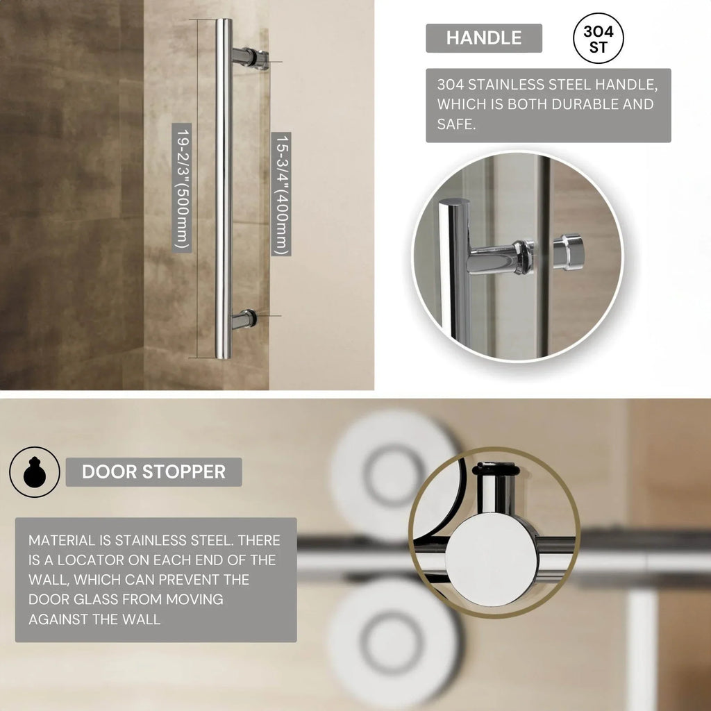 Apollo Frameless Double Roller Shower Door in Stainless Steel