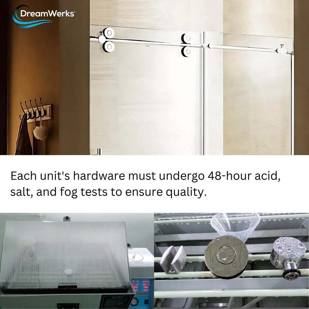 Apollo Frameless Double Roller Shower Door in Stainless Steel