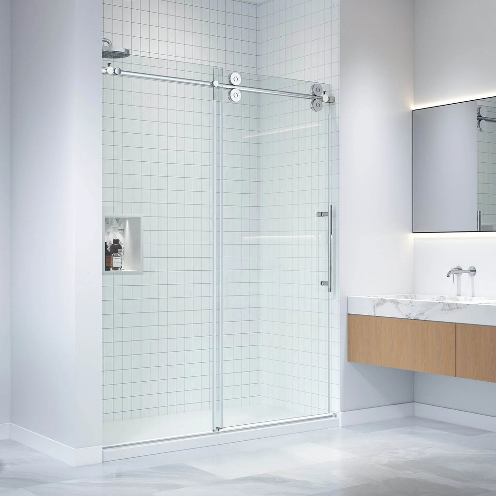 Apollo Frameless Double Roller Shower Door in Stainless Steel