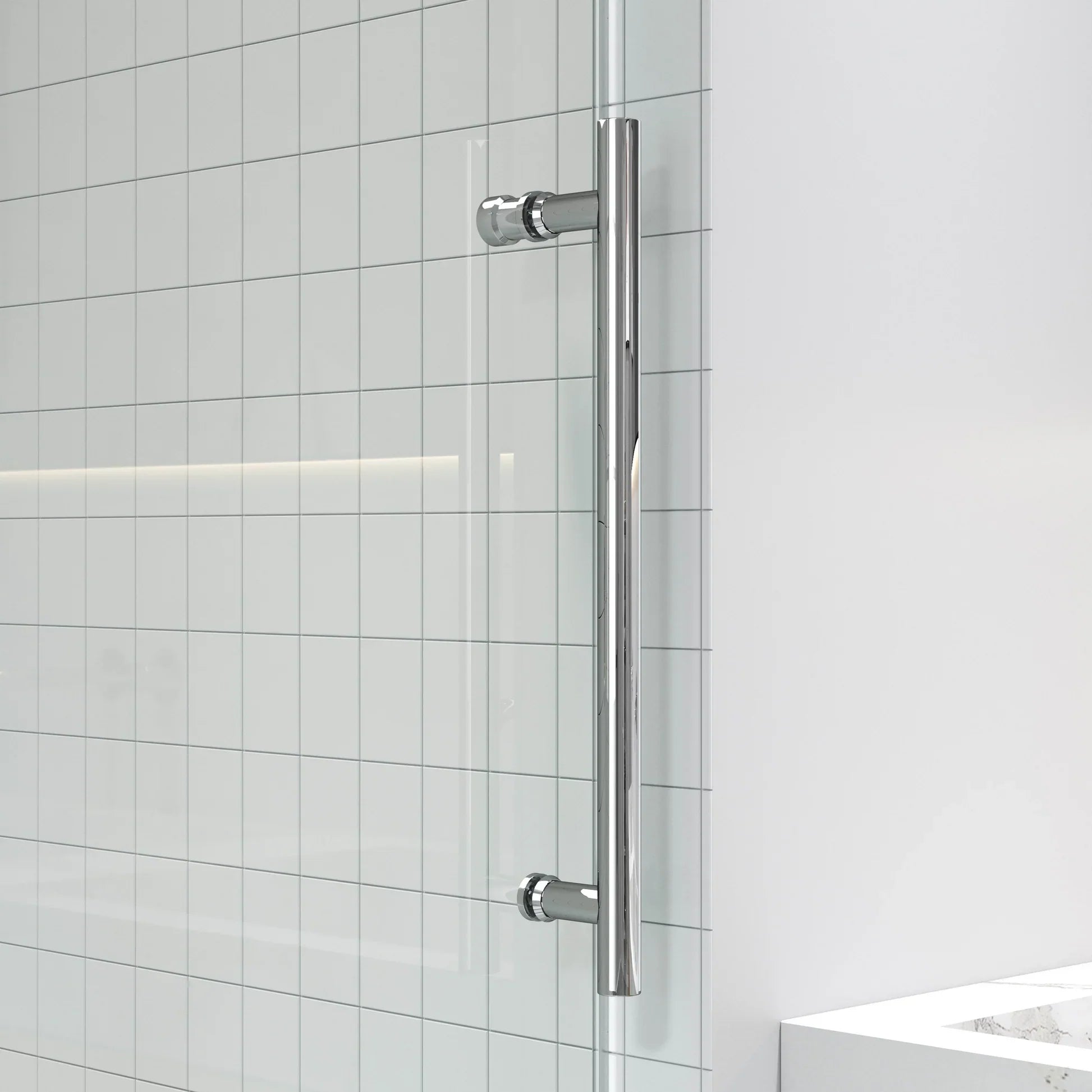 Apollo Frameless Double Roller Shower Door in Stainless Steel