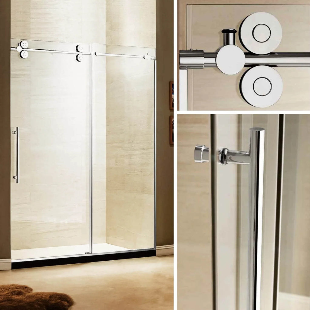 Apollo Frameless Double Roller Shower Door in Stainless Steel