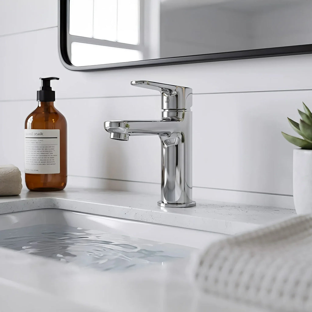 Livorno Vanity with White Ceramic Vanity Top in Woodgrain Finish