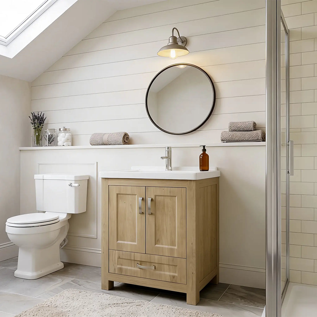 Livorno Vanity With Ceramic Vanity Top in Woodgrain Finish