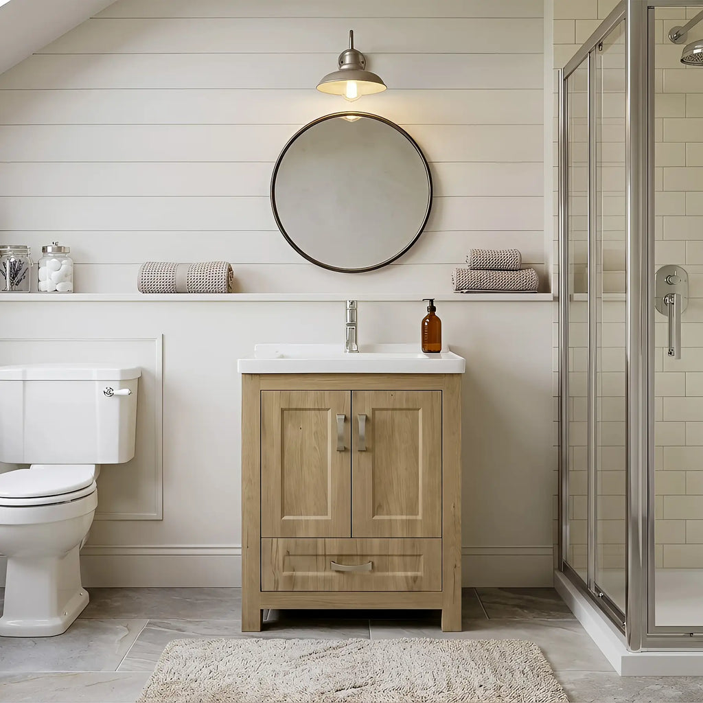 Livorno Vanity With Ceramic Vanity Top in Woodgrain Finish