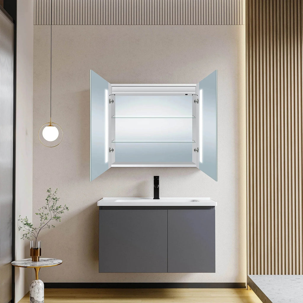 Medicine Cabinet with Mirrored Doors
