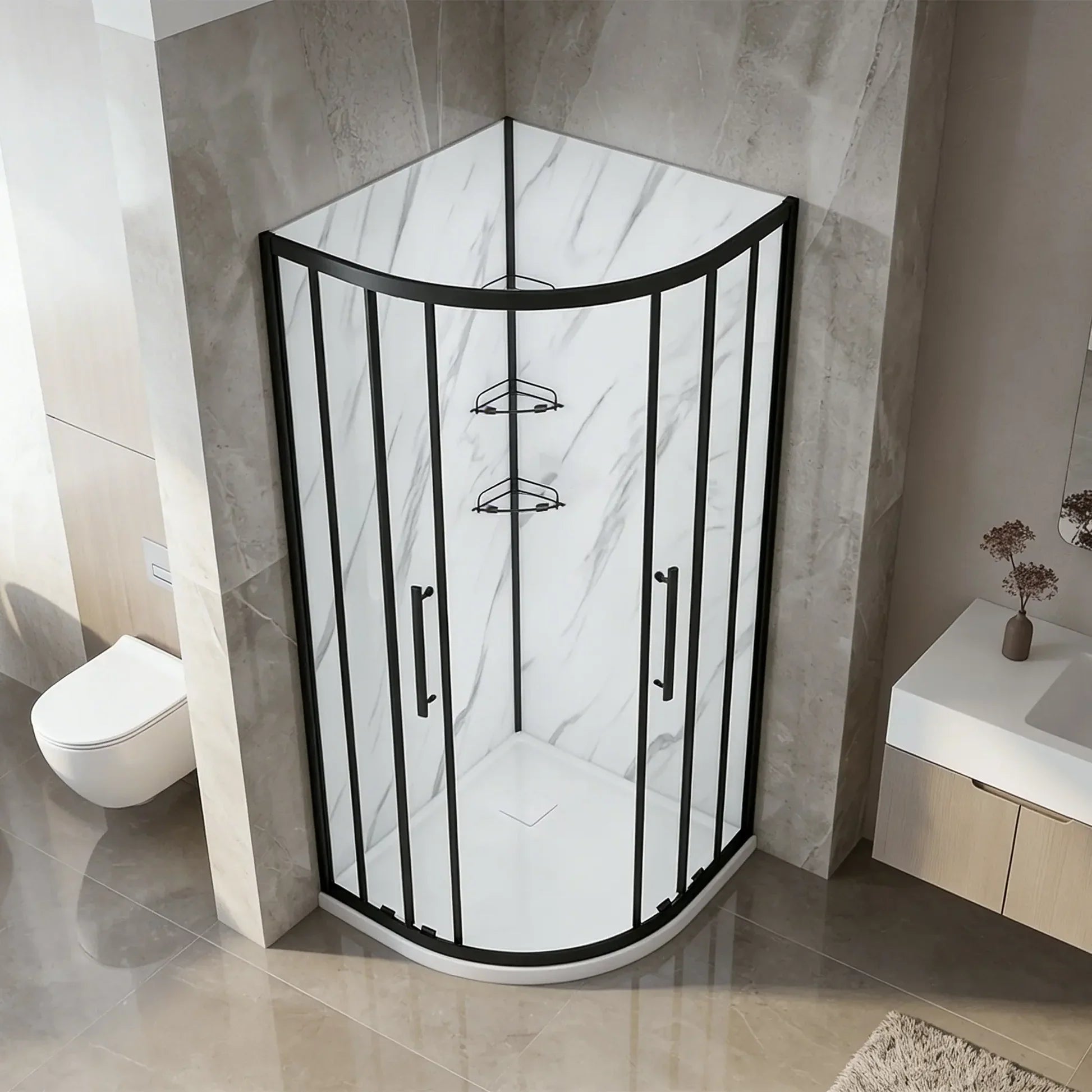 Monaco Round Black Shower Kit