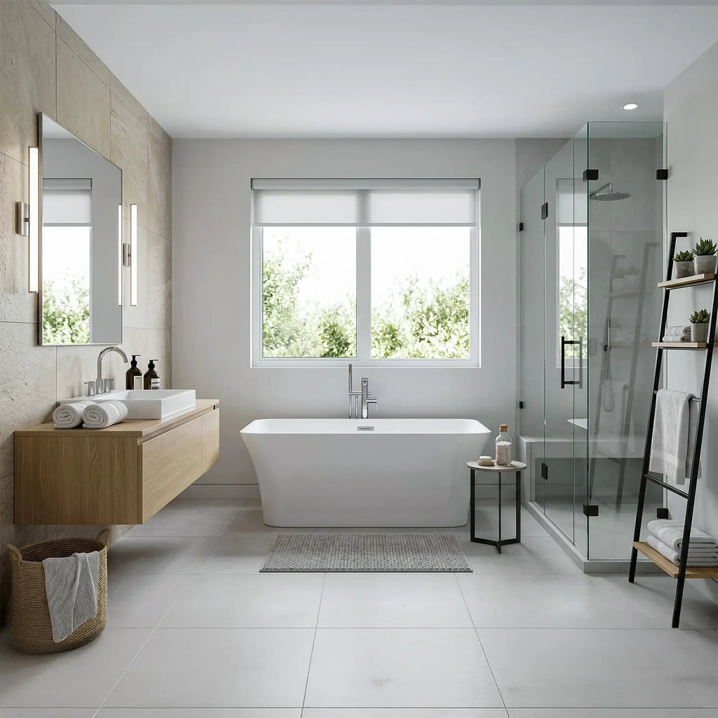 Acrylic Rectangular Flatbottom Bathtub in Glossy White