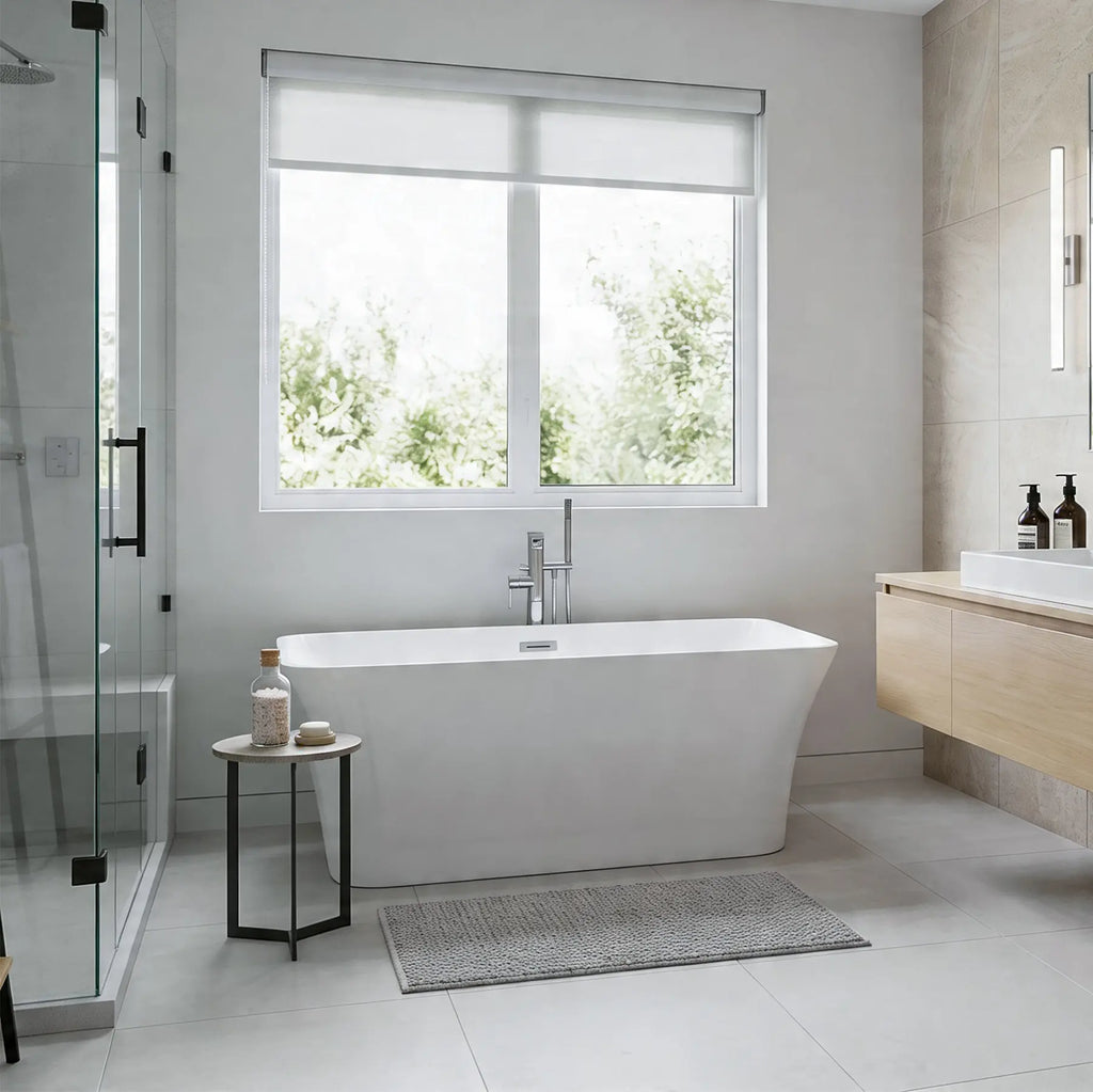 Acrylic Rectangular Flatbottom Bathtub in Glossy White