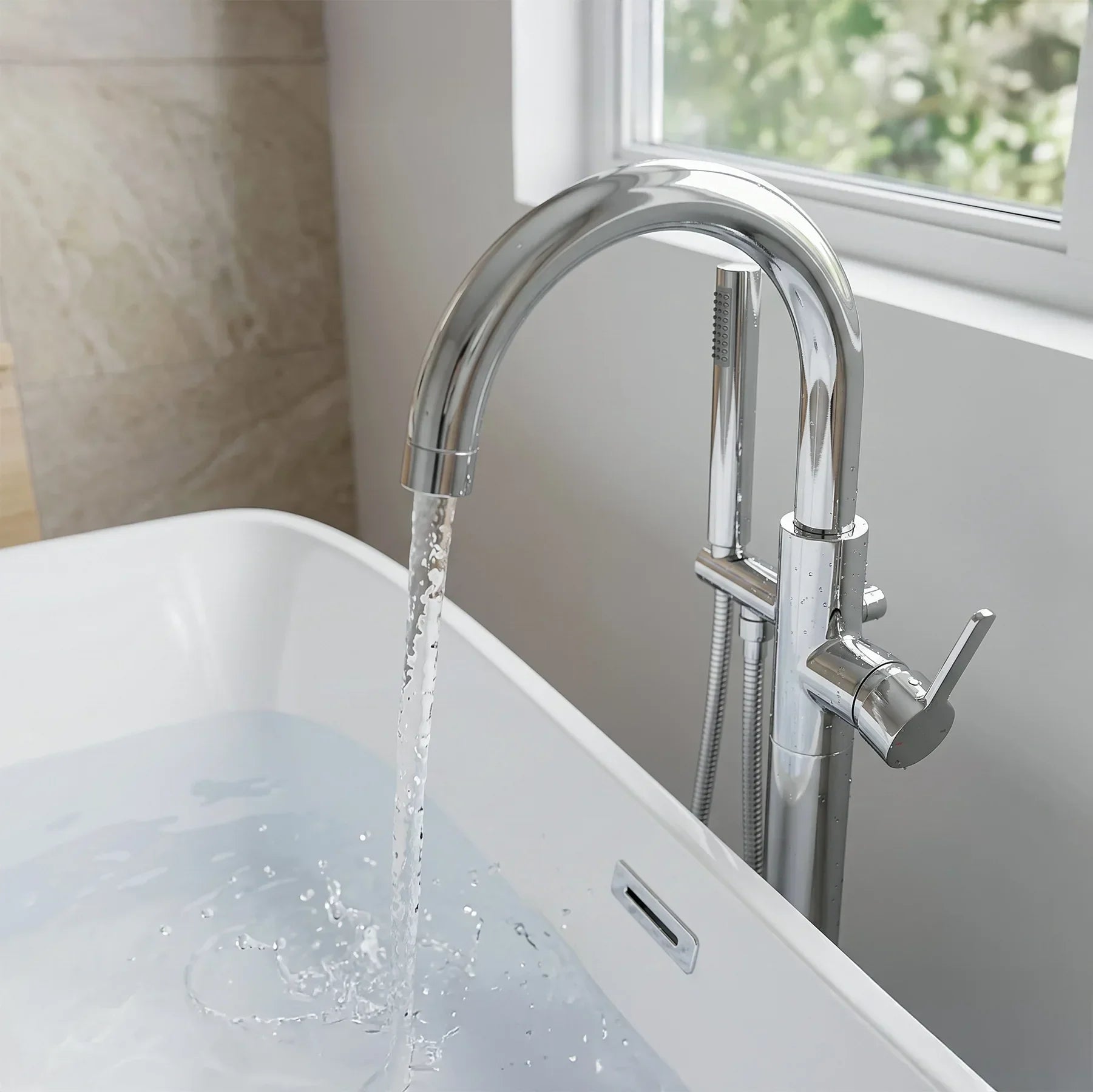 Acrylic Rectangular Flatbottom Bathtub in Glossy White