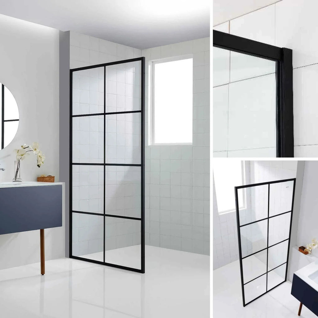 Dreamwerks Shower Screen in Black with Clear Glass