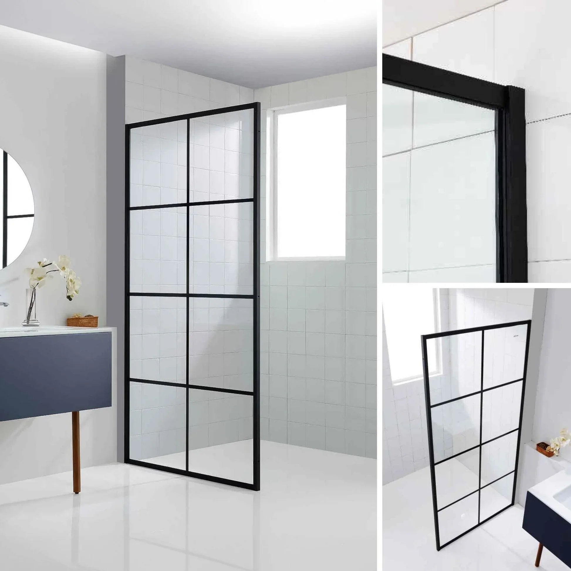 Dreamwerks Shower Screen in Black with Clear Glass
