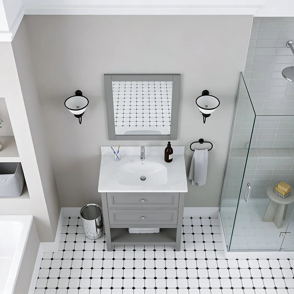 Vanity In Gray With Ceramic Vanity Top