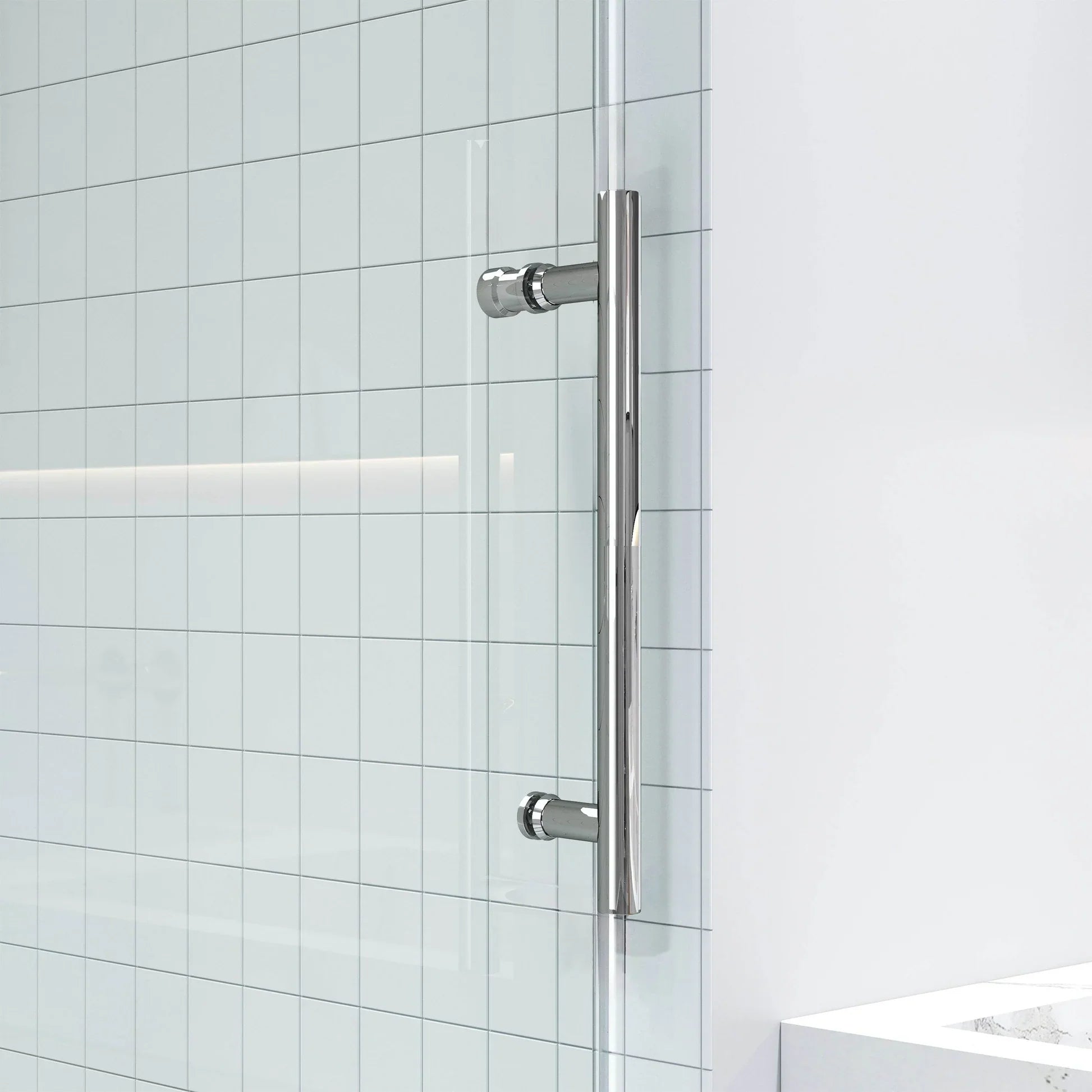 Single Semi-Frameless Shower Door with Clear Glass