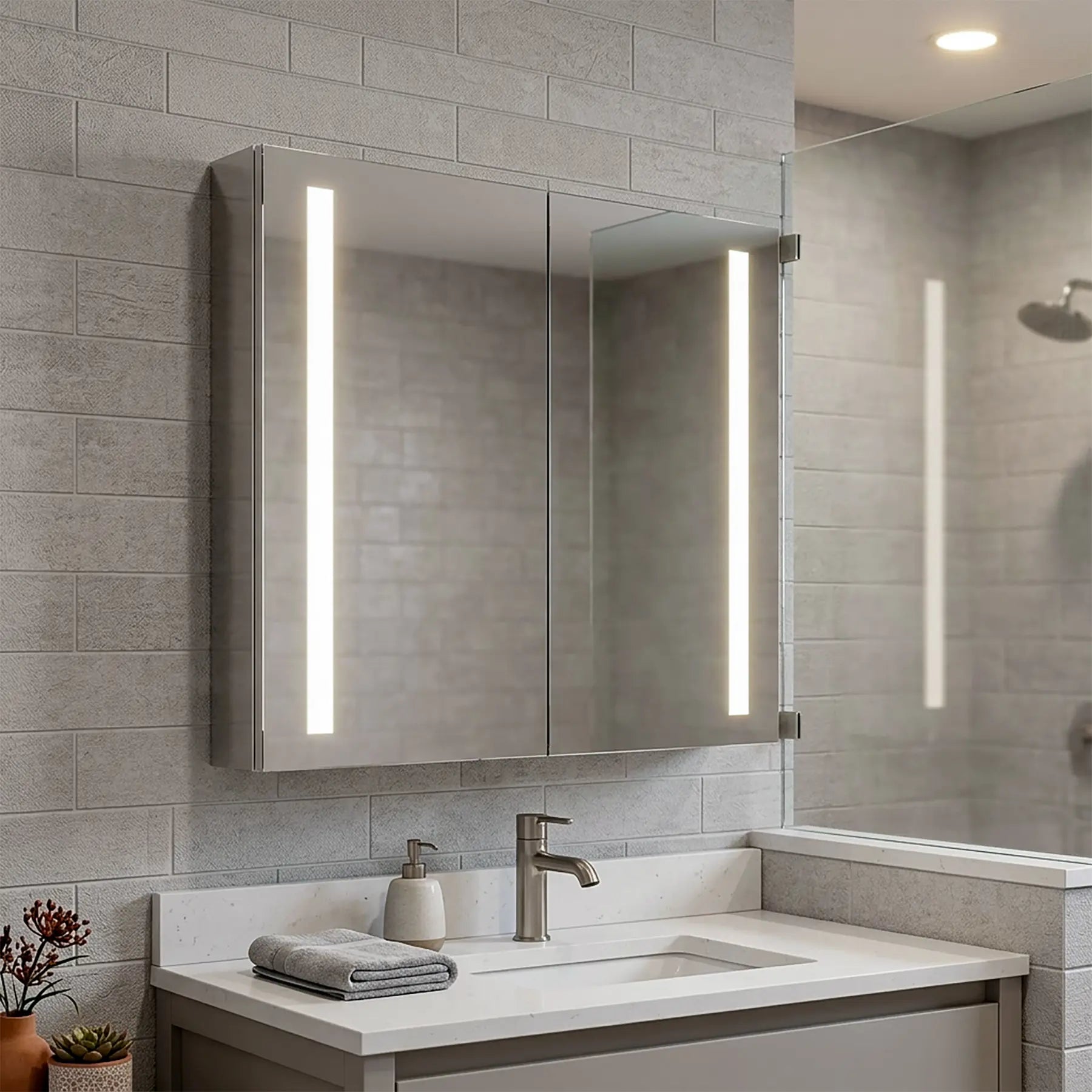 Medicine Cabinet with Mirrored Doors