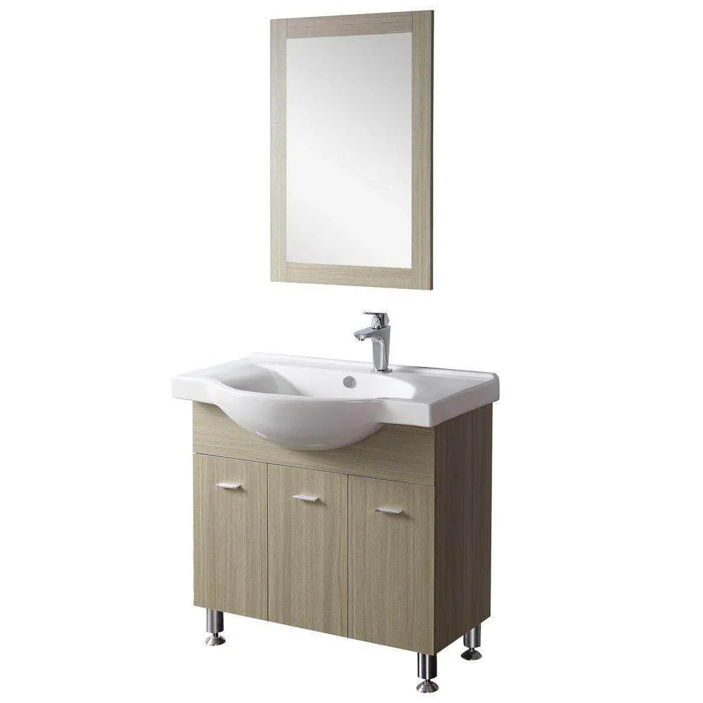 Bangor Beige Vanity with Ceramic Vanity Top and Mirror