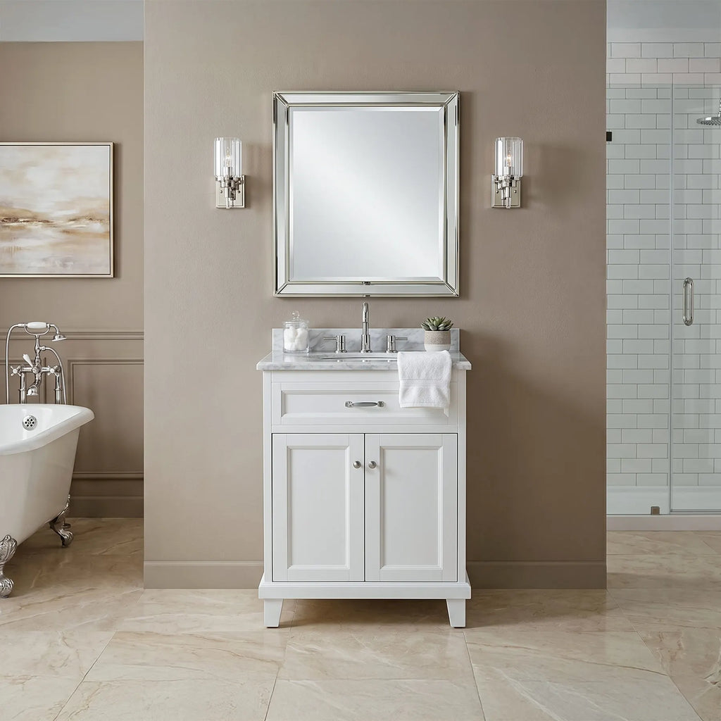 Bathroom Vanity in White with Solid Wood
