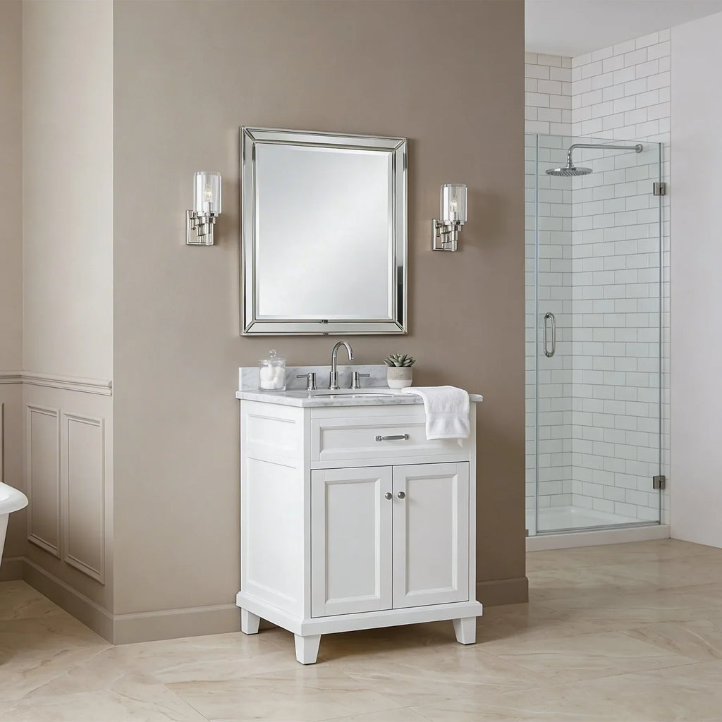 Bathroom Vanity in White with Solid Wood
