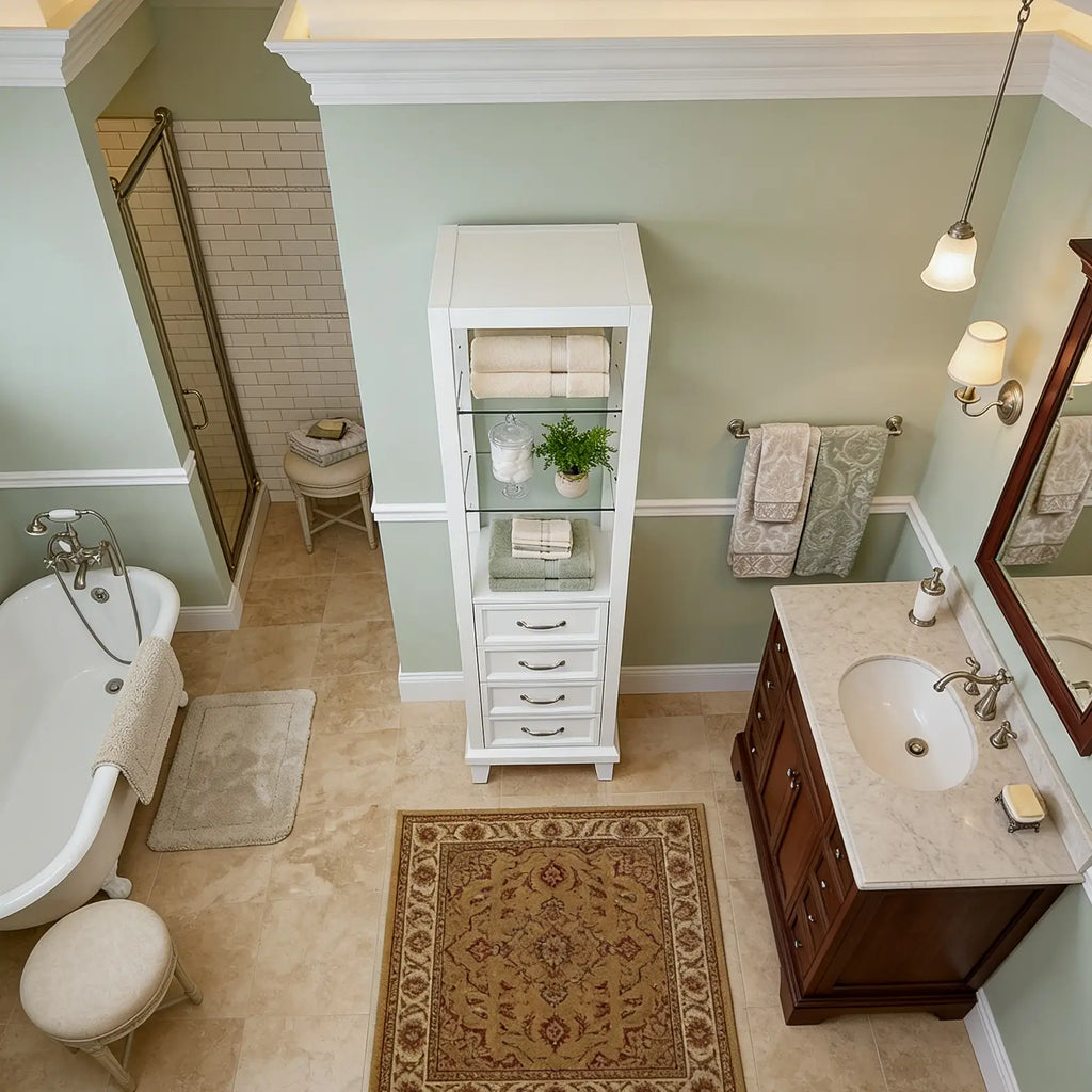 White Linen Cabinet 18"W x 18"D x 60