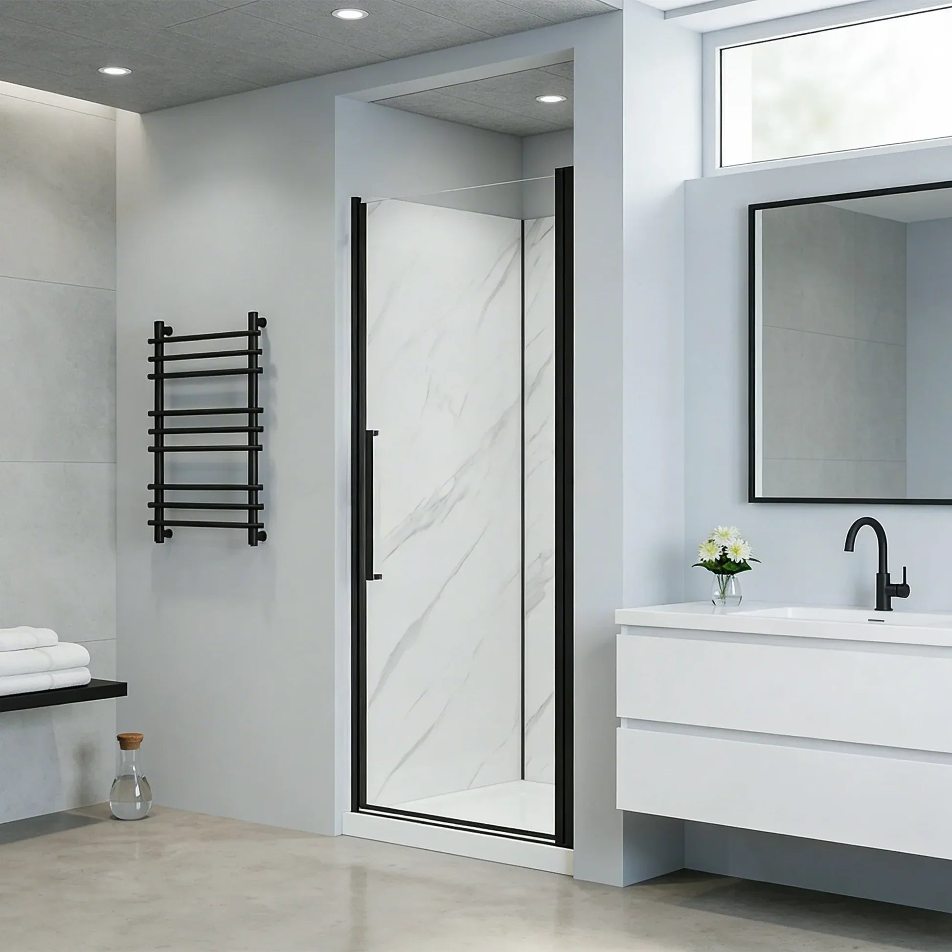 York 36 H Alcove Black Shower Kit