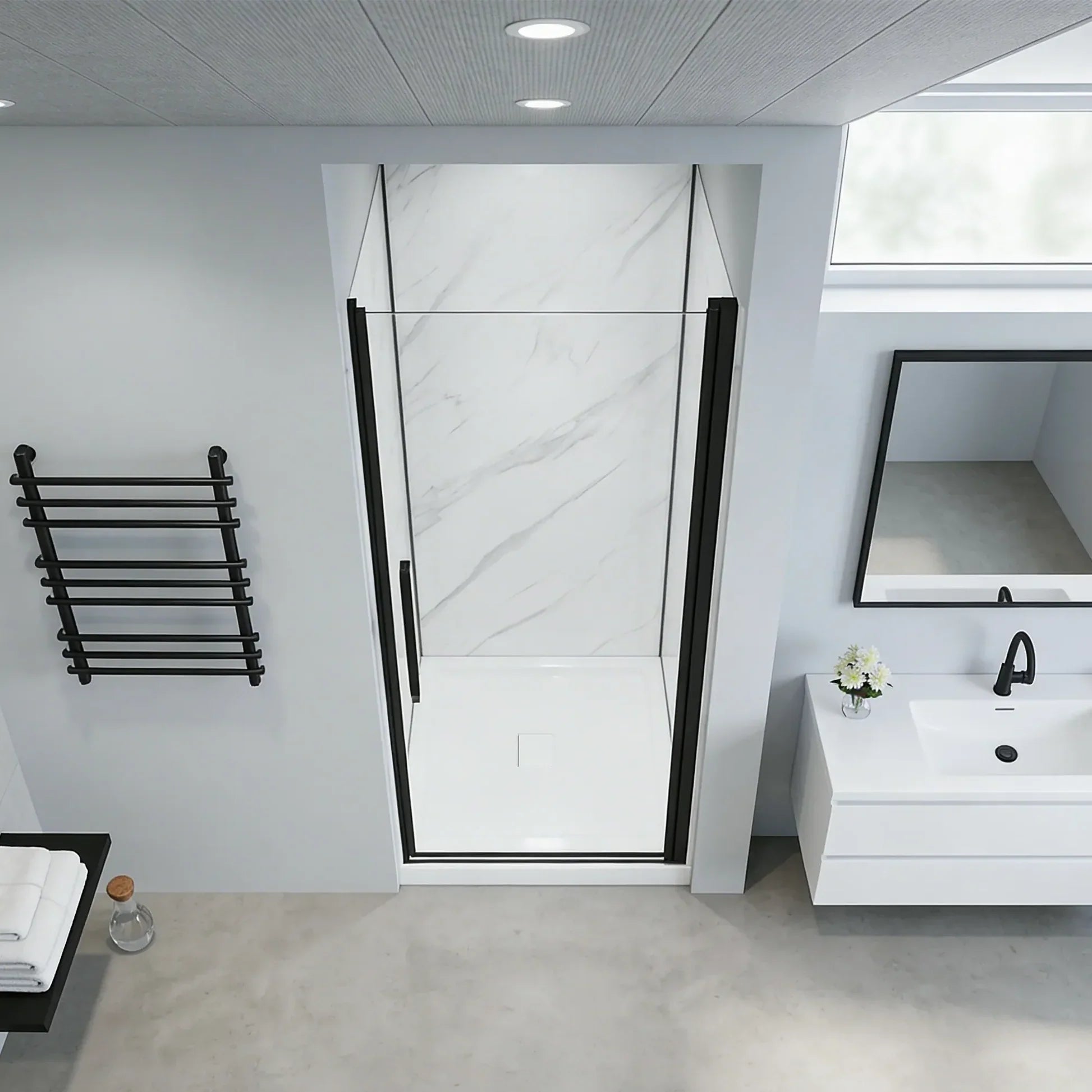 York 36 H Alcove Black Shower Kit