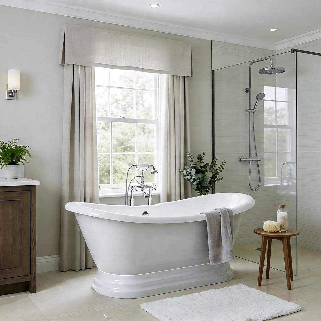 Pedestal Bathtub in White