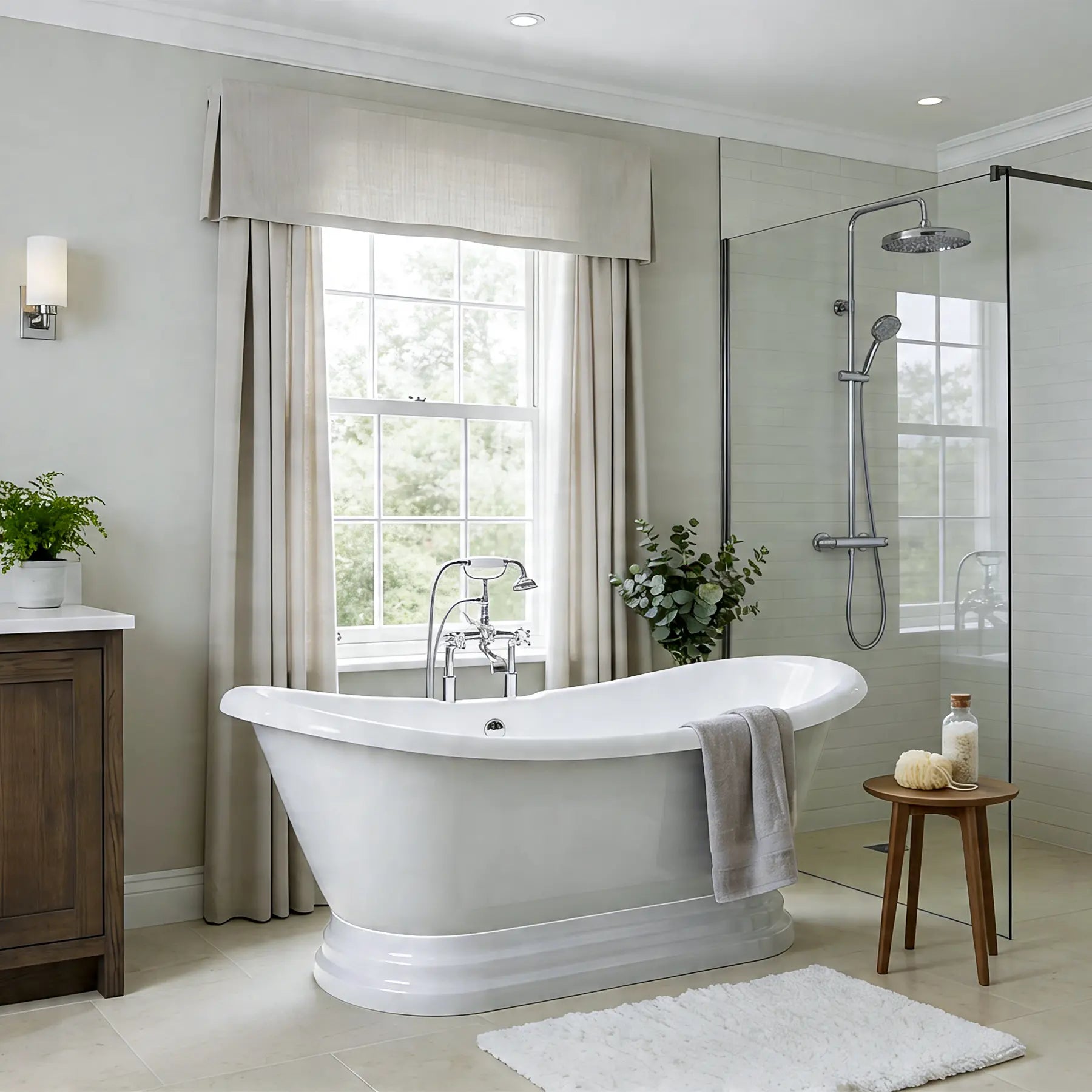 Pedestal Bathtub in White