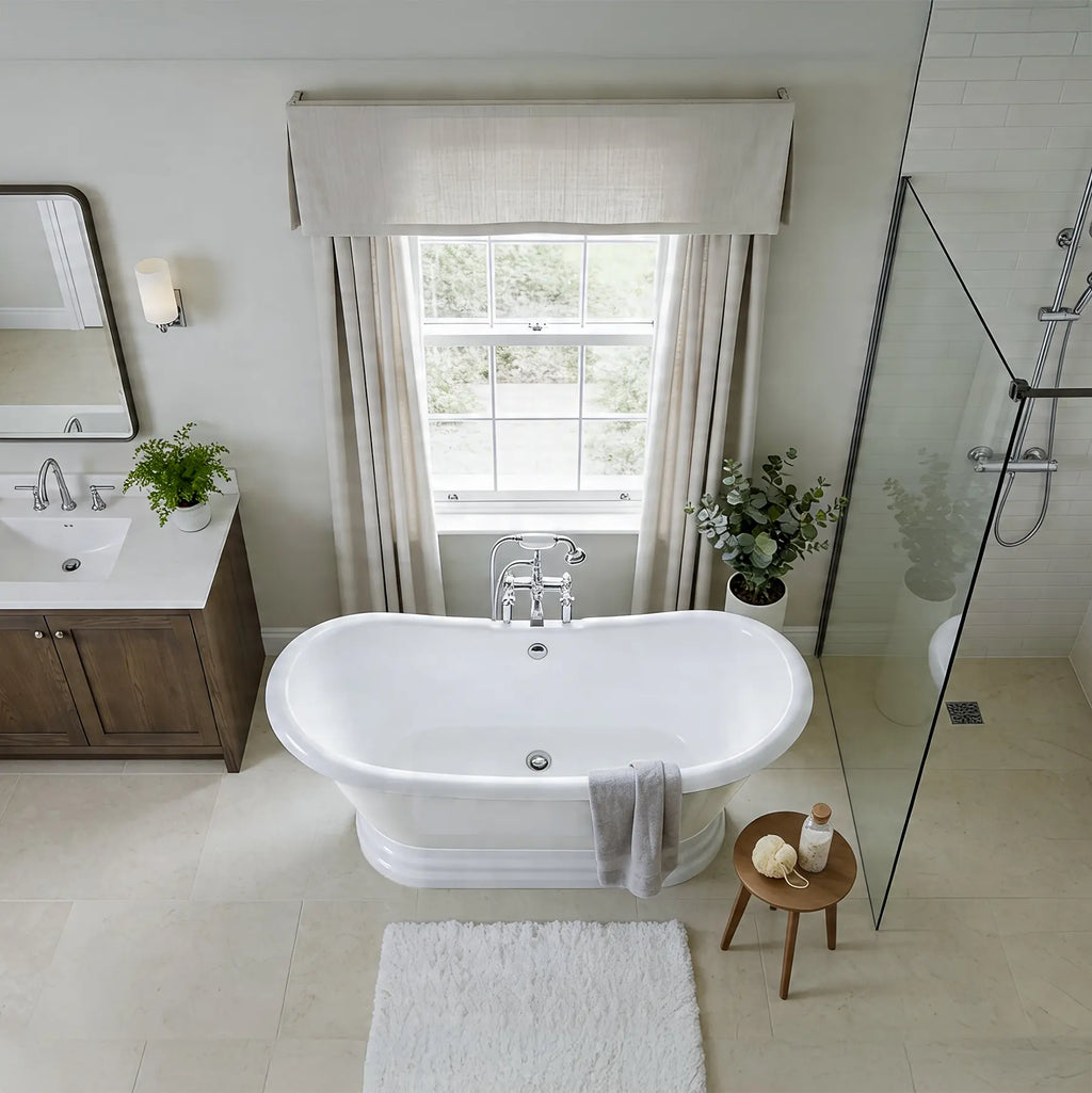 Pedestal Bathtub in White
