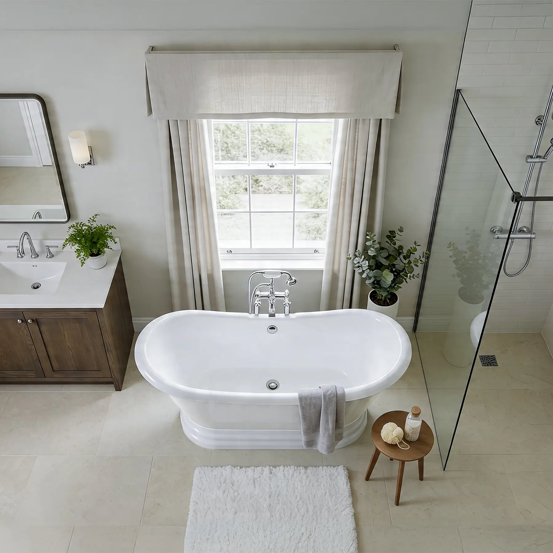 Pedestal Bathtub in White