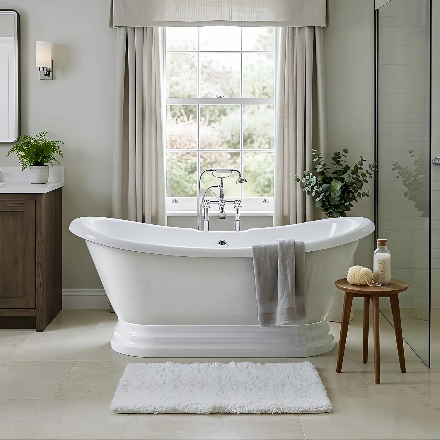 Pedestal Bathtub in White