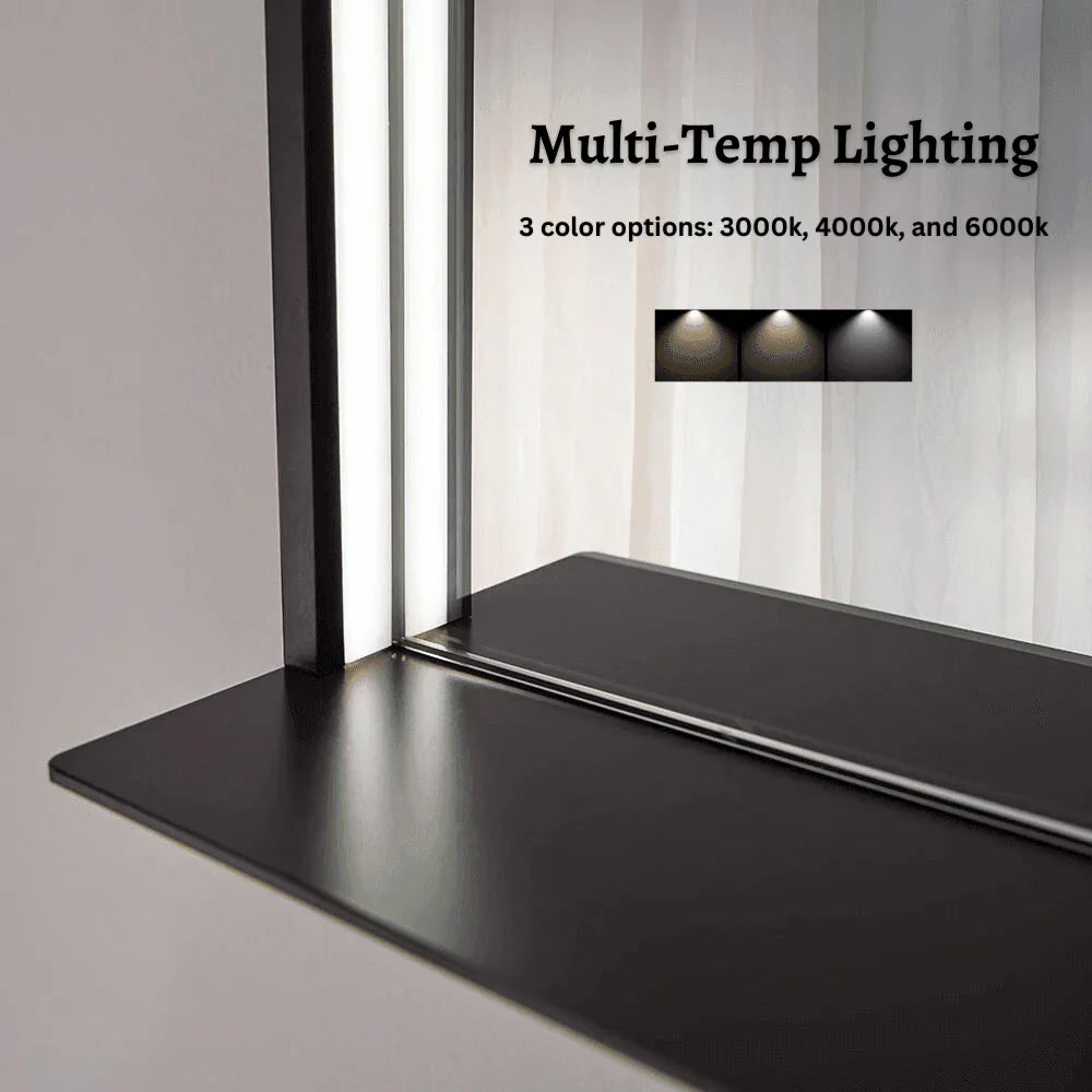 Allegra 36"W x 32"H Framed LED Mirror with Bluetooth Speaker and Wireless Cell Phone Charger