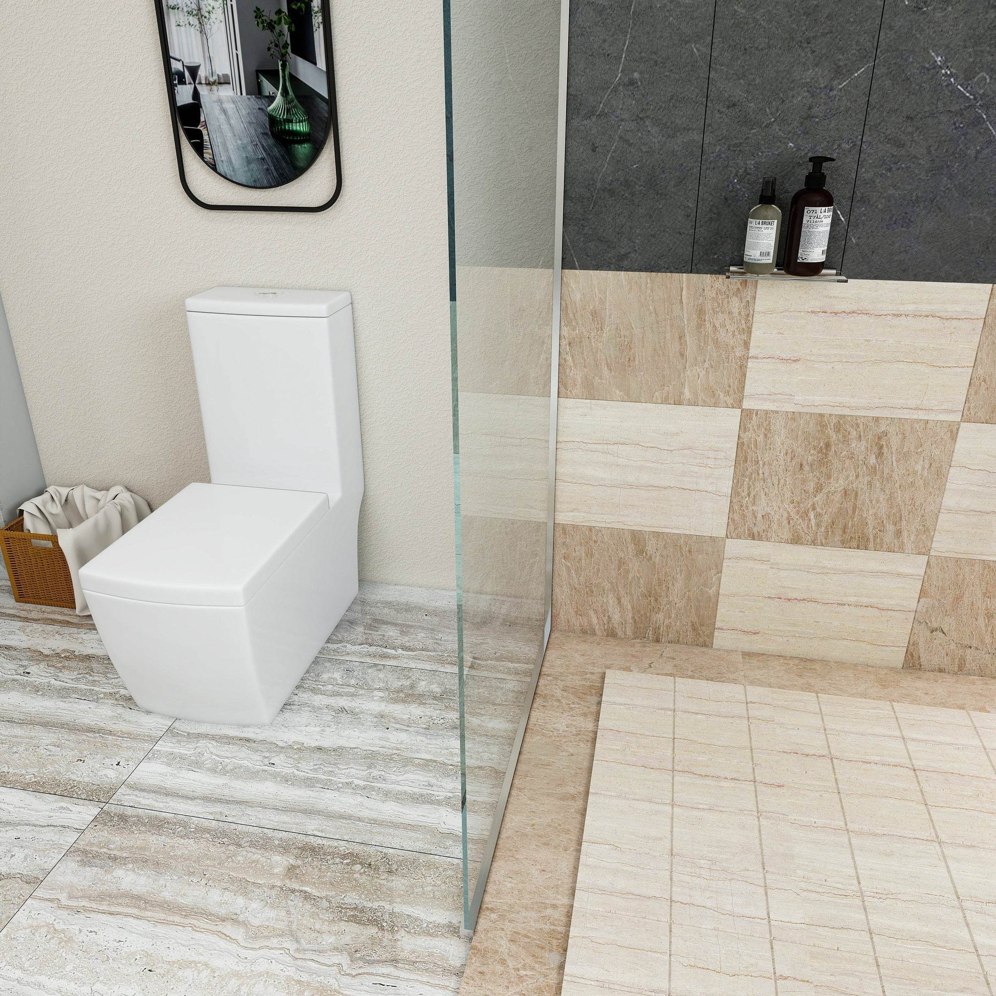 Frameless Fixed Shower Door in Chrome