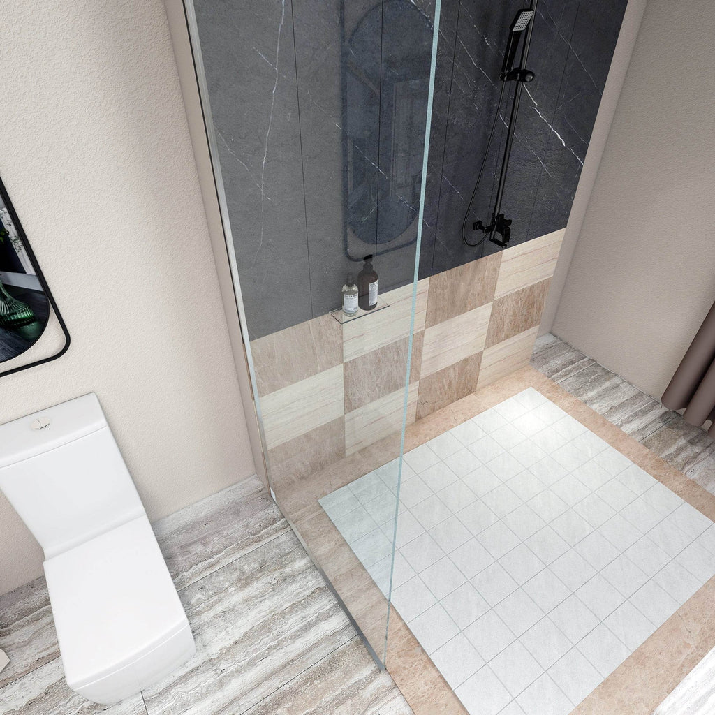 Frameless Fixed Shower Door in Chrome