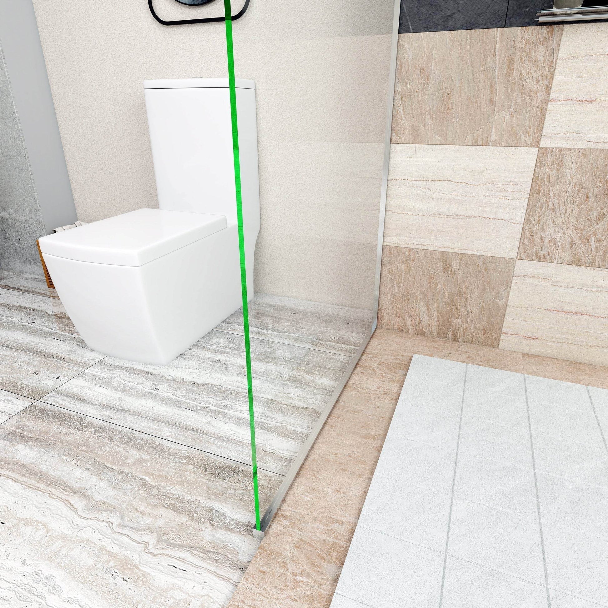 Frameless Fixed Shower Door in Chrome