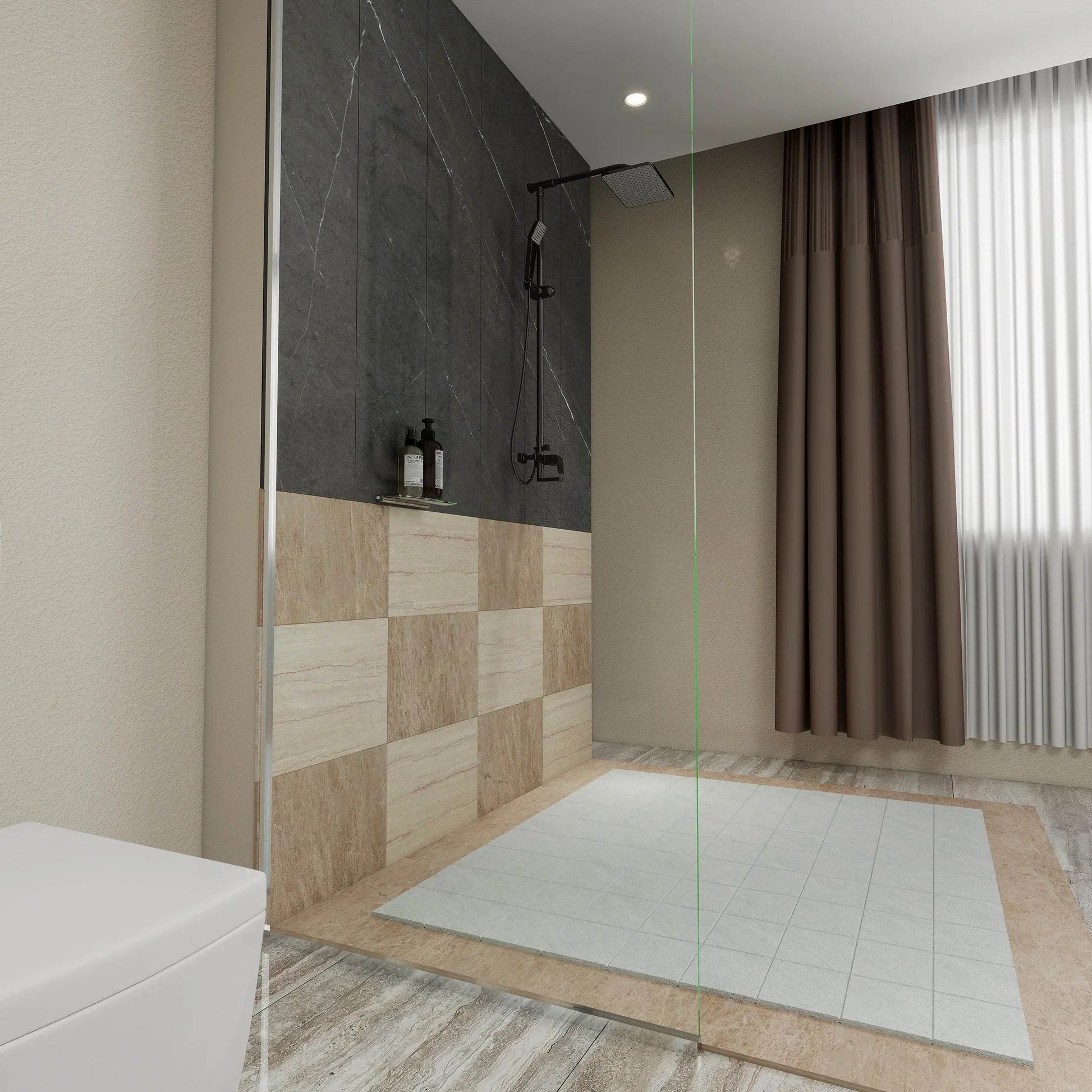 Frameless Fixed Shower Door in Chrome