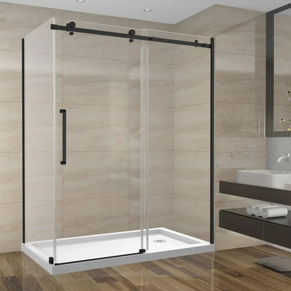 Corner Sliding Shower Door with Matte Black